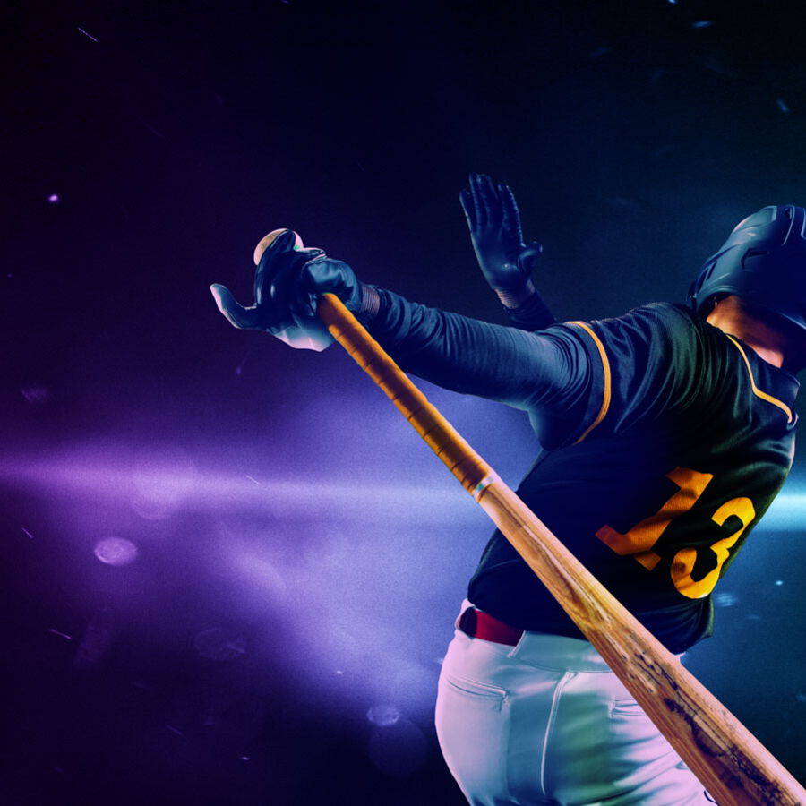 Baseballspieler vor dem Pitch mit leuchtenden Farben